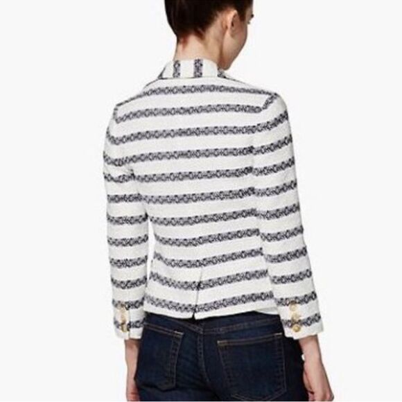 Lucky Brand Blaine Blazer Women’s size XL Striped Cream Navy Blue - Picture 3 of 12